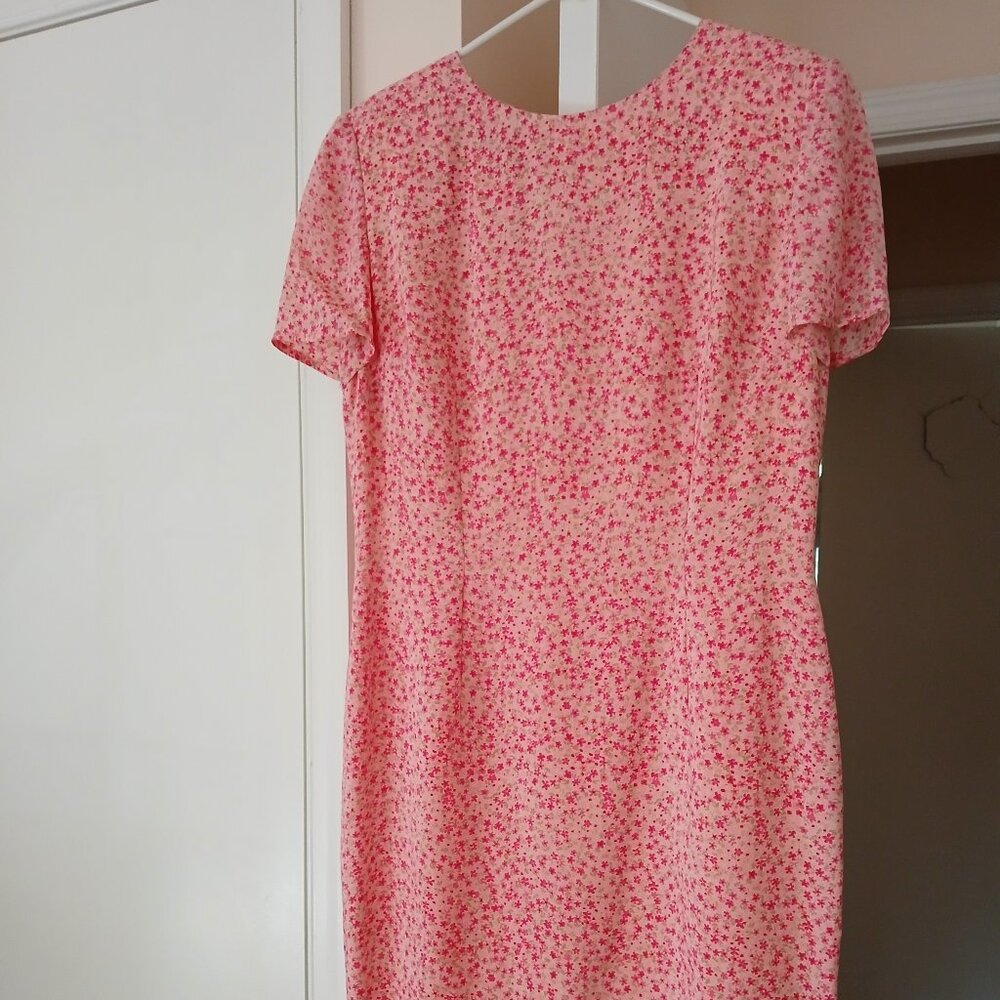 Maggie & Me Pink Floral Dress/100% Silk/Fully Lined/Sz 8
